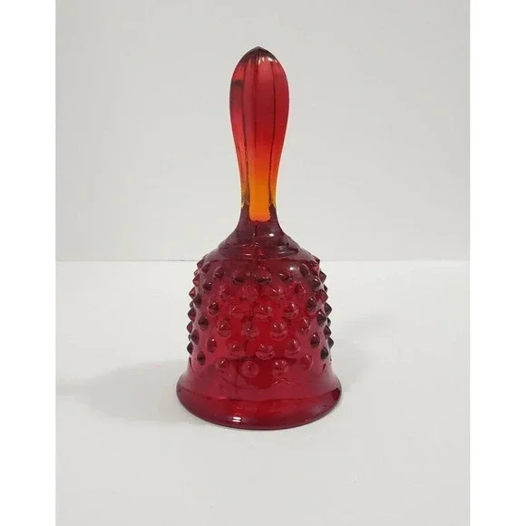 Vintage Fenton Ruby Red Amberina Hobnail Bell Glass Bell - Picture 2 of 8